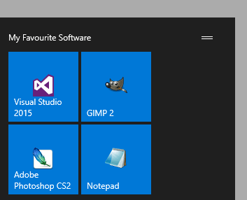 Azulejos del menú de inicio de Windows 10