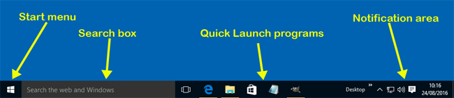 La barra de tareas de Windows 10
