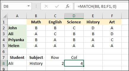 Busca en una hoja de cálculo los valores usando MATCH e INDEX
