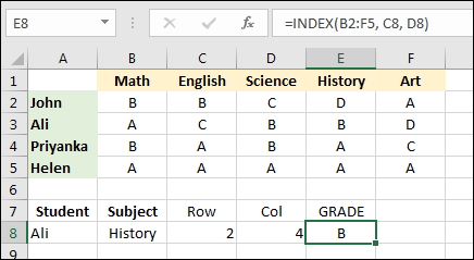Busca en una hoja de cálculo los valores usando MATCH e INDEX