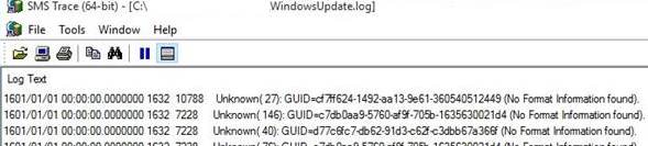 WindowsUpdate.log Desconocido (10): GUID = (No se encontró información de formato).