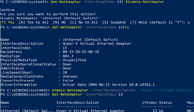 Usar PowerShell para deshabilitar un adaptador de red