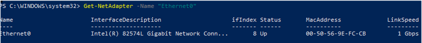 powershell Get-NetAdapter seleccione NIC por nombre