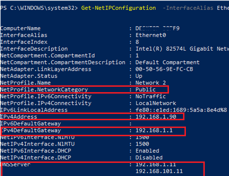 Información detallada de Get-NetIPConfiguration