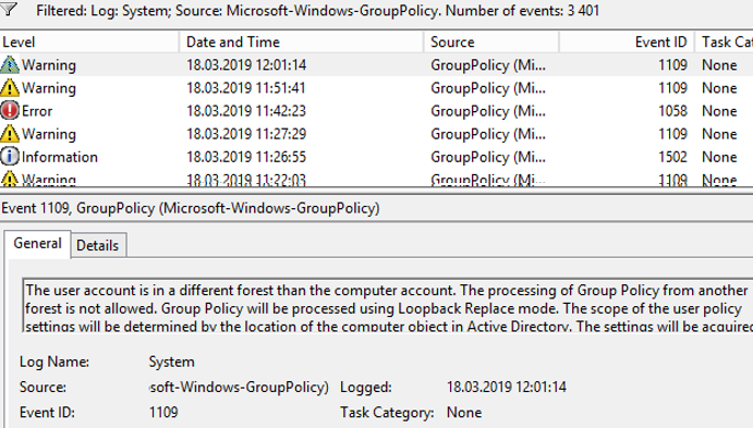Eventos de Microsoft-Windows-GroupPolicy en el visor de eventos