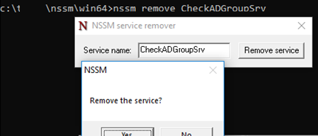 nssm eliminar el servicio powershell