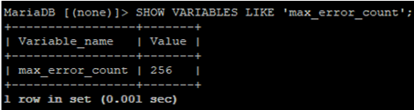 mariadb establece parámetros a través de cli