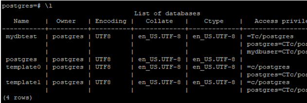 bases de datos de listas de postgres