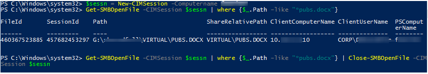 PowerShell Get-SMBOpenFile - Cerrar-SMBOpenFile