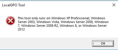 Herramienta LocalGPO Esta herramienta solo se ejecuta en Windows XP Professional, Windows Server 2003, Windows Vista, Windows Server 2008, Windows 7, Windows Server 2008 R2, Windows 8 o Windows Server 2012
