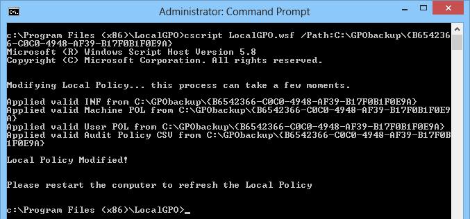 Importar la configuración de la política local de LocalGPO 