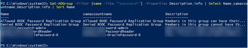 PowerShell get-adgroup búsqueda con comodín