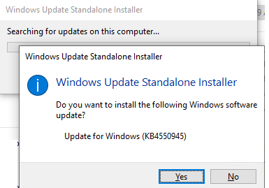 instalar el archivo msu con el instalador independiente de Windows Update