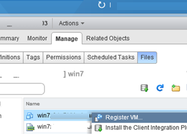 volver a registrar vm en vmware vsphere