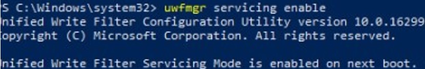 habilitar el modo de servicio uwfmgr en Windows 10