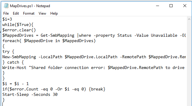 MapDrives.ps1: secuencia de comandos de PowerShell para volver a conectar las unidades asignadas