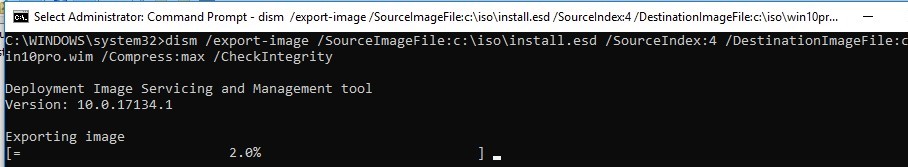 install.esd a wim convirtiendo usando dism