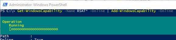 Add-WindowsCapability instalar rsat usando powershell