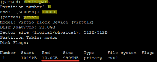 cambiar el tamaño de la partición del disco en linux