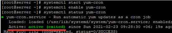 iniciar el demonio yum-cron en linux centos