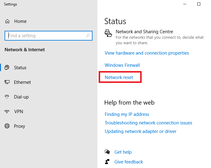 red de reinicio de windows 10