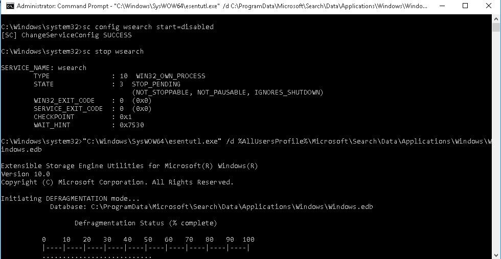 desfragmentar Windows-edb con esentutl