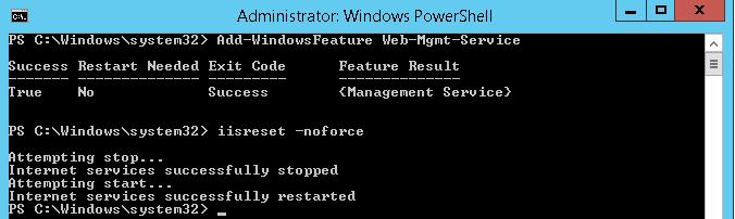 instalar iis web mgmt service win 2012