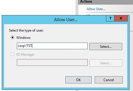 Permitir al usuario administrar de forma remota el sitio web de iis.