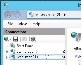 iis gestión remota en Windows Server 2012