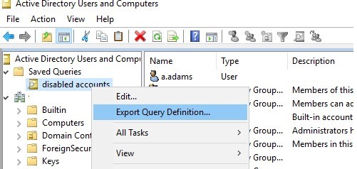 aduc exportar la definición al archivo xml