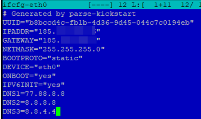 establezca la dirección IP estática en linux rhel o centos usando el archivo network-scripts / ifcfg-eth0