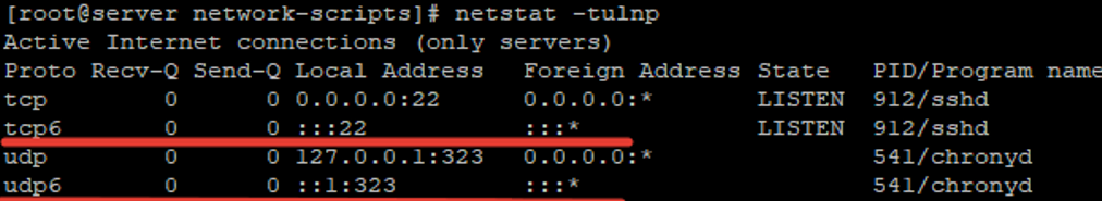 netstat -tulnp - Linux obtiene demonios que usan ipv6