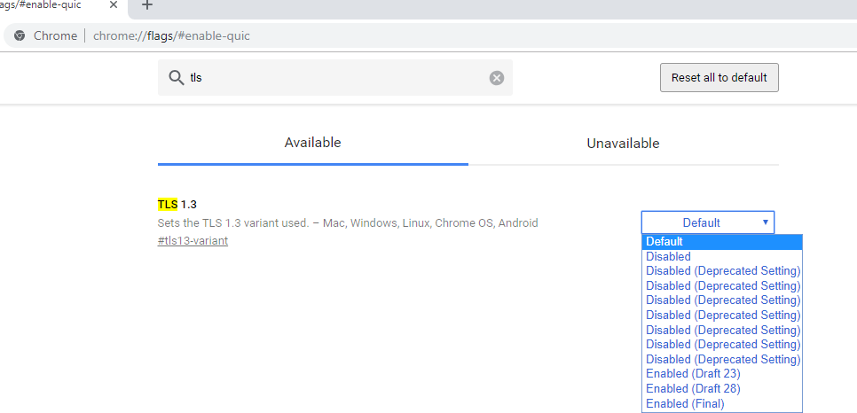 habilitar tls 1.3 en google chrome