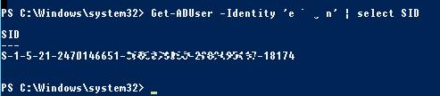 Get-ADUser selecciona SID