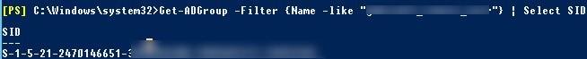 get-adgroup obtiene SID por nombre de grupo