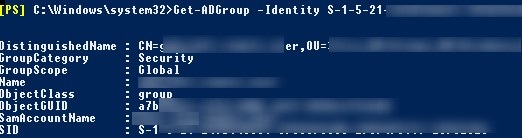 get-adgroup seleccionar grupo por SID