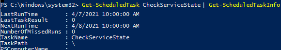 PowerShell de Get-ScheduledTaskInfo