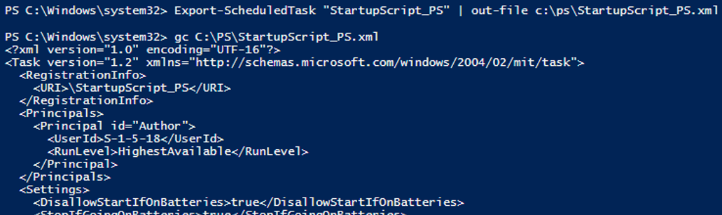 Export-ScheduledTask - tarea xml