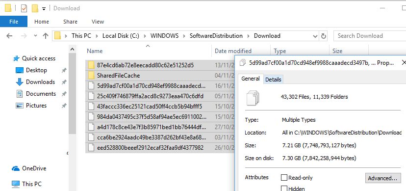 C:  Windows  SoftwareDistribution  Carpeta de descargas con los archivos CAB de actualización descargados