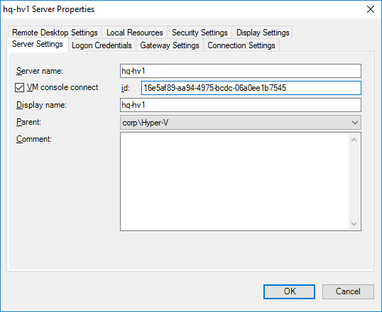 rdcman conecta la consola vm hyper-v a través de vmbus
