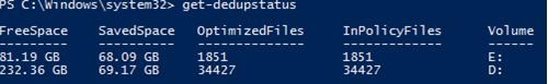 powershell Get-DedupStatus