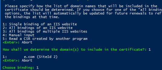 seleccionar dominio para emitir certificado ssl