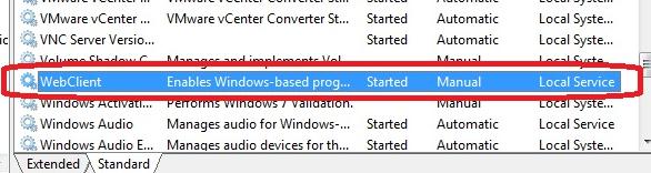 iniciar el servicio webdav