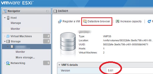 navegador de almacén de datos vmfs