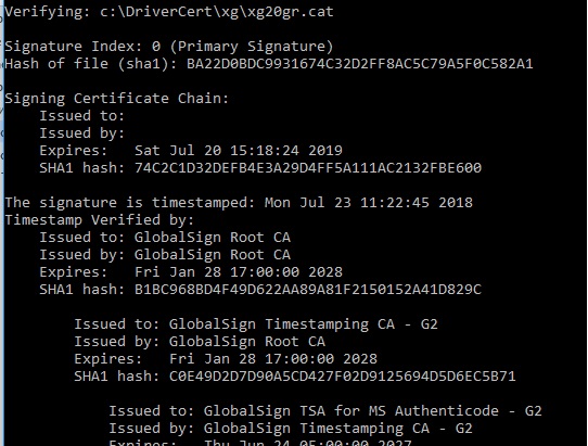SignTool verificar la firma digital del archivo cat