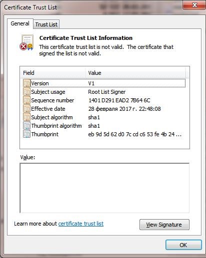 Lista de confianza de certificación