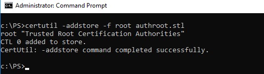 certutil addtore root authroot.stl