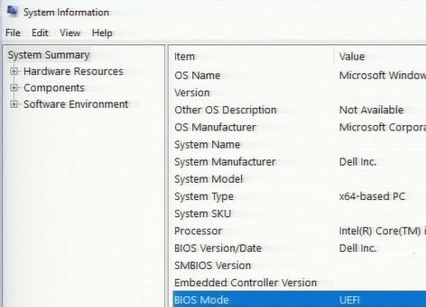 Estado del modo bios de uefi en windows 10 