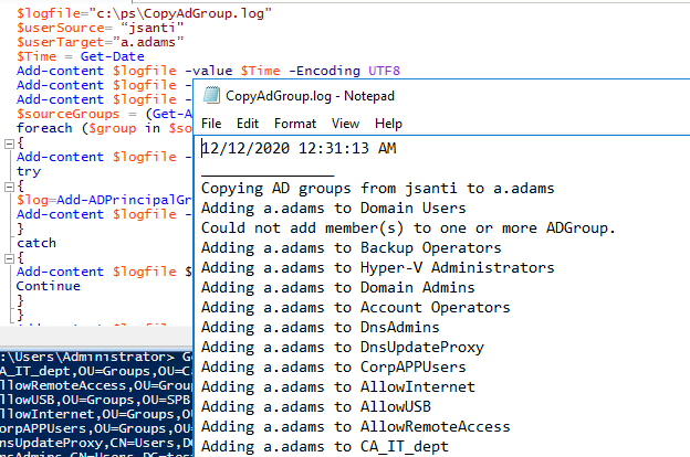 Script de PowerShell para copiar grupos de seguridad de Active Directory a otro usuario