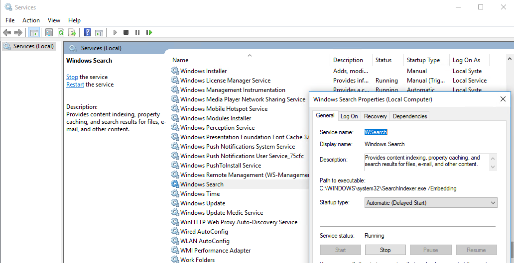 Búsqueda de Windows en Windows 10